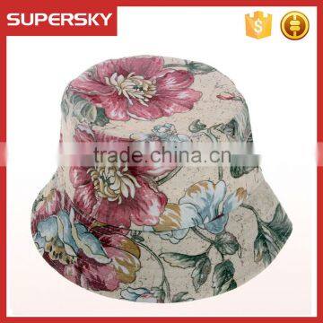 A-1336 Lady Outdoor Flower Bucket Cap Women Floral Print Cap Hawaii Beach Bucket Hat