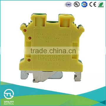 UTL JUT1-10PE Yellow Green Insulation Landing Outer Case Universal Ground Screw Terminal Block 0.5-16MM 800V