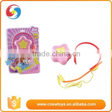 Top toy musical instrument dealer girl pink plastic microphone with cute headphone