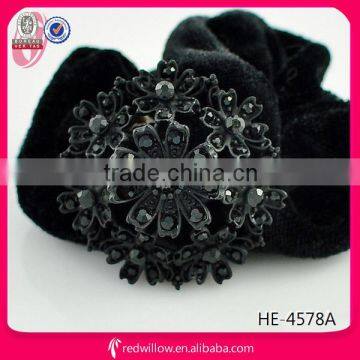 Hot sale fancy rhinestone black elastic hair band for girls