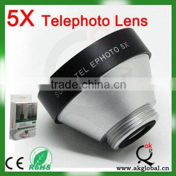 5X telephoto Lens for iphone5 4 4s galaxy s1 S2 S3 mobile phone / tablet pc / ipad , Promotion Gifts Christmas gift