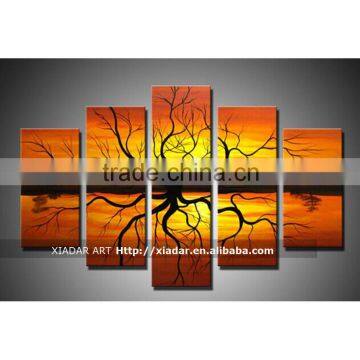 5 Panel african scenic handmade oil painting on canvas for bedroom