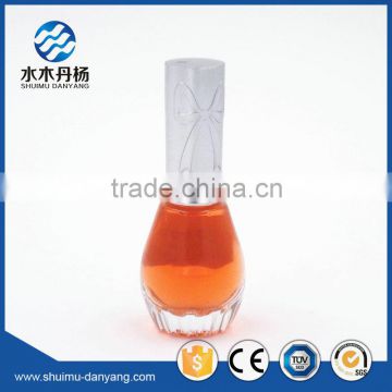 High quality unique cap with brush clear glass nail polish bottle