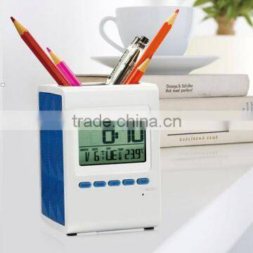 2014 new hot sale net digital calendar clock with penholder