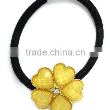 Fashionable elastic hair band with yellow flower