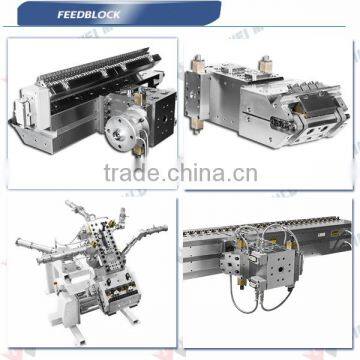 Extrusion feedblocks for A-B type 2 layers sheet