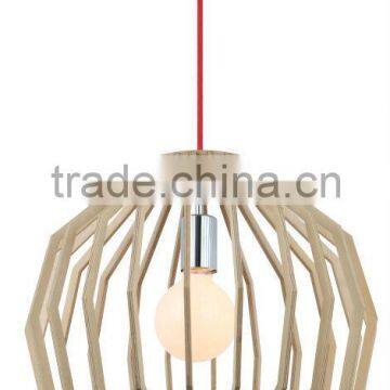 E27 Diamond Pendant Light Creative Wood Shade Hanging Light Pendant Lamp Fixture