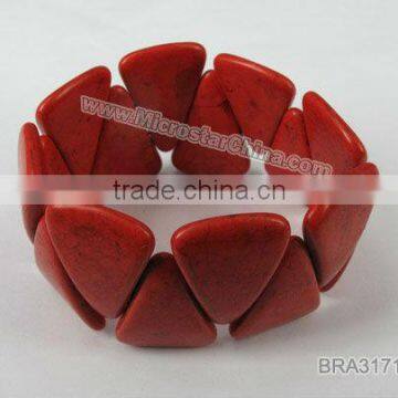 Red turquoise bracelet with dyed color for gift