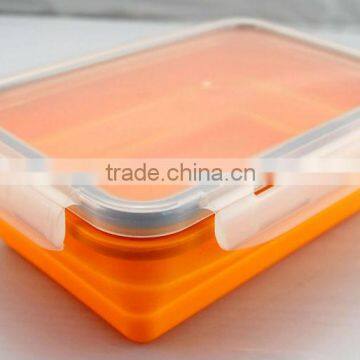 XL size Rectangle shaped non-stick silicone food storage container/collapsible silicone container