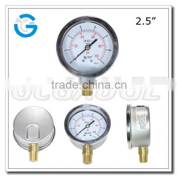 High quality stainless steel brass internal 2.5 inch industrial pressure gauge