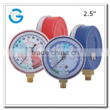 High quality steel case brass internal refrigerant gauge for r410a