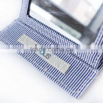 Luxury Promotion Gift Satin Mini Standing Mirror Emboidery LOGO photo-3