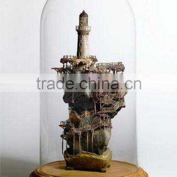 HEAT-RESISTANT GLASS CLOCK DOME WITH WOOD BASE photo-4