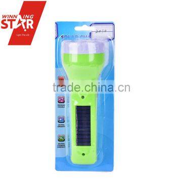 Solar Rechargeable 1 COB+1 LED Flashlight with USB Interface