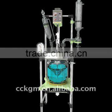 double layer glass reactor machine with vacuum gauge