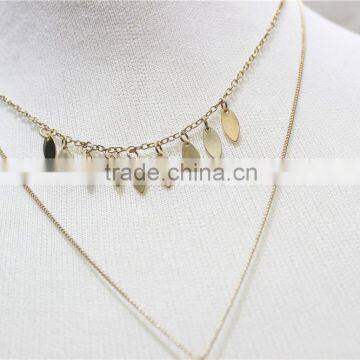 Gold Simple Smooth Surface Leaf Pendant Necklace Goldtone ArrowSparkle Diamond Necklace Y Necklace 2016 Fashion Style Wholesale photo-3