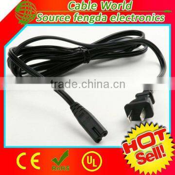 Flat plug 125V 10A 18AWG NEMA 1-15P to IEC C7 US AC power cord