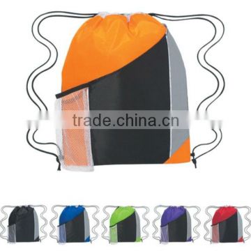 Tri-Color Promotional Drawstring Sports Bag - 13"w x 18"h