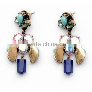 Fashion Jewelry Set -- Bug Wing Shapped With Dark Blue Stone and Crystal