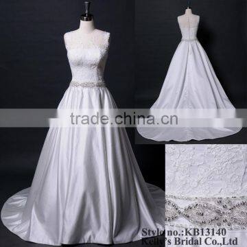 New designer wedding dress Luxury short sleeve button back beading and crystal latest dress designs pictures