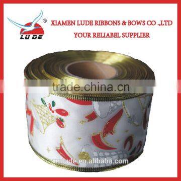 Hot Sale Gold Wired Edge Christmas Gift Ribbon photo-3