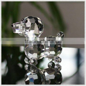 Faceted Clear Dog Crystal Decoration For Birthday Day