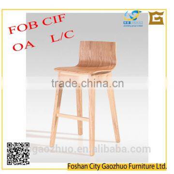 Modern neat ash solid wood bar chair with wooden seat