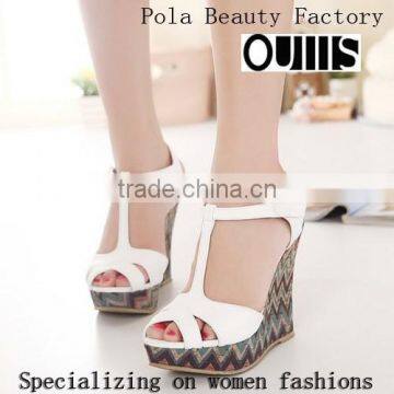 Factory price comfortable sandals wedges heel peep toe sandals high-heeled wedges platform shoes sandals PC3744