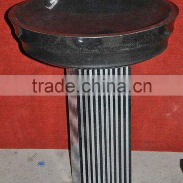 standing pedestal black granite round washbasin sink