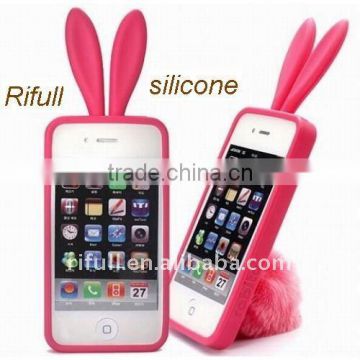 Personalized rabbit ears silicone case for apple iphone4