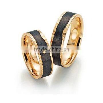 Bicolor Titanium Wedding Band Gold Plated Engagement Couple Rings