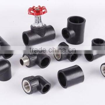 New design customerized threaded PE black plastic pipe fitting