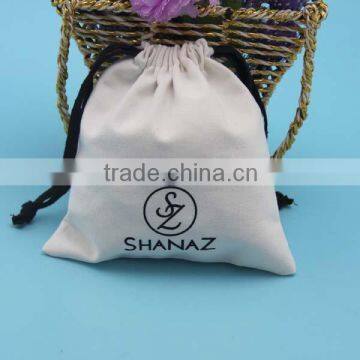 White Natural eco Cotton Fabric Candy Bag With Cotton Drawstring Cord