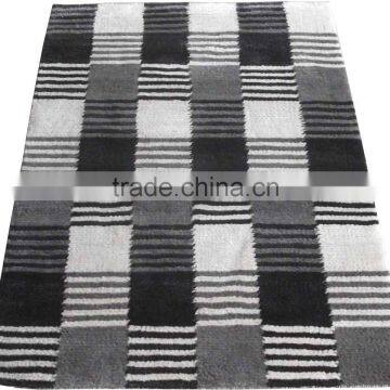 Hand Woven Beige/Grey/Black 100% Wool Shaggy Rugs