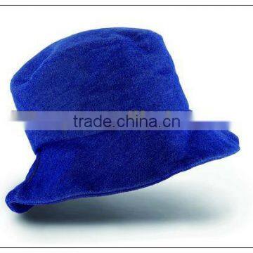 blue personalized terry cloth bucket hats