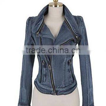 2015 Autumn Winter Women Vintage Washed Blue Women Clothes Ripped Denim Jackets