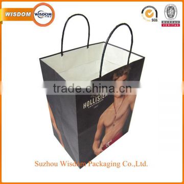 Hot sale foldable kraft paper gift shopping bag with twisted handle for clothes