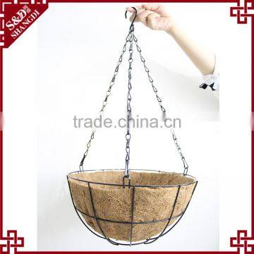 S&D New Design Garden Decoration Wire Hanging Basket Flower Pot With Coco Liner photo-2