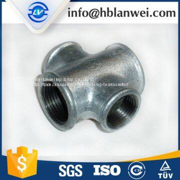 BS galvanized beaded cross M.I. pipe fittings