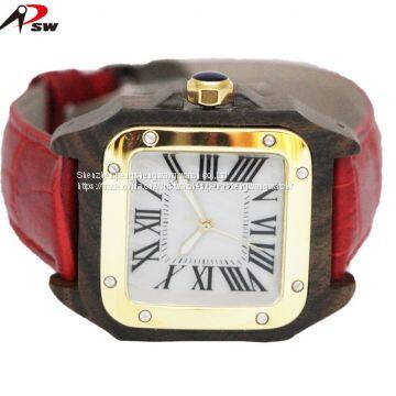 Luxury Men Watch Square Watches Case Stainless Steel Wooden Watch With Butterfly Buckle photo-2