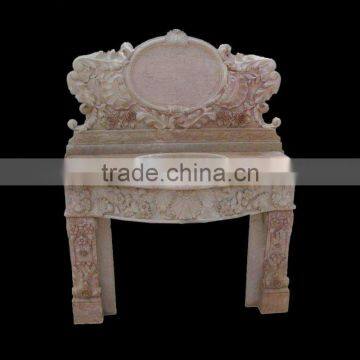 Floral Design Marble Wash Basin With Mirror