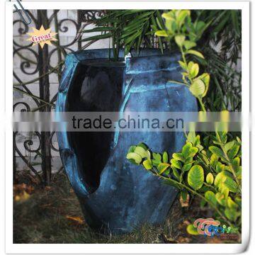 Decorative Resin Large Pot Electric LED Patio Garden Water Fountain