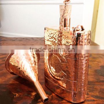 Premium Quality 100% pure copper Bottle | Hip Flask Pocket Bottle | Hammered Bottle