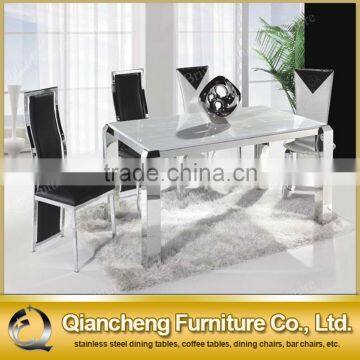 Simple Marble Top Dining Table With 4 Stainless Steel Legs photo-2