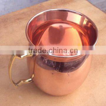 NEW DESIGN BPA FREE SMOOTH MOSCOW MULE 100% PURE COPPER MUG WITH BRASS HANDLE photo-3