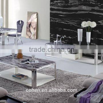 E2195 Royal Luxury Stoving Varnish Stainless Steel Tv-stand/cabinet/unit Design With Thick Marble Top photo-5