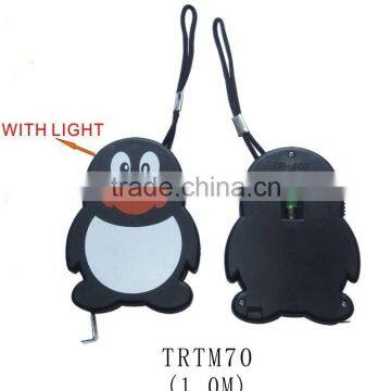 Light penguin shape plastic measure tape with lanyard