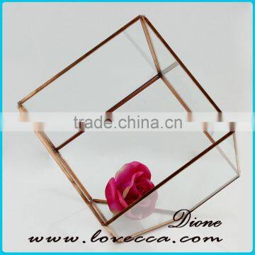Indoor Plant Greenhouse Rose Gold Frame Hanging Glass Geometric Terrarium photo-3