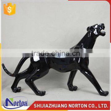 Black handcraft fiberglass leopard sculpture for collection NTRS-121LI