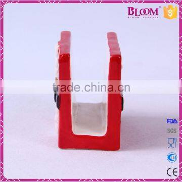 Red Christmas Tableware Ceramic Oblong Napkin Holder photo-2
